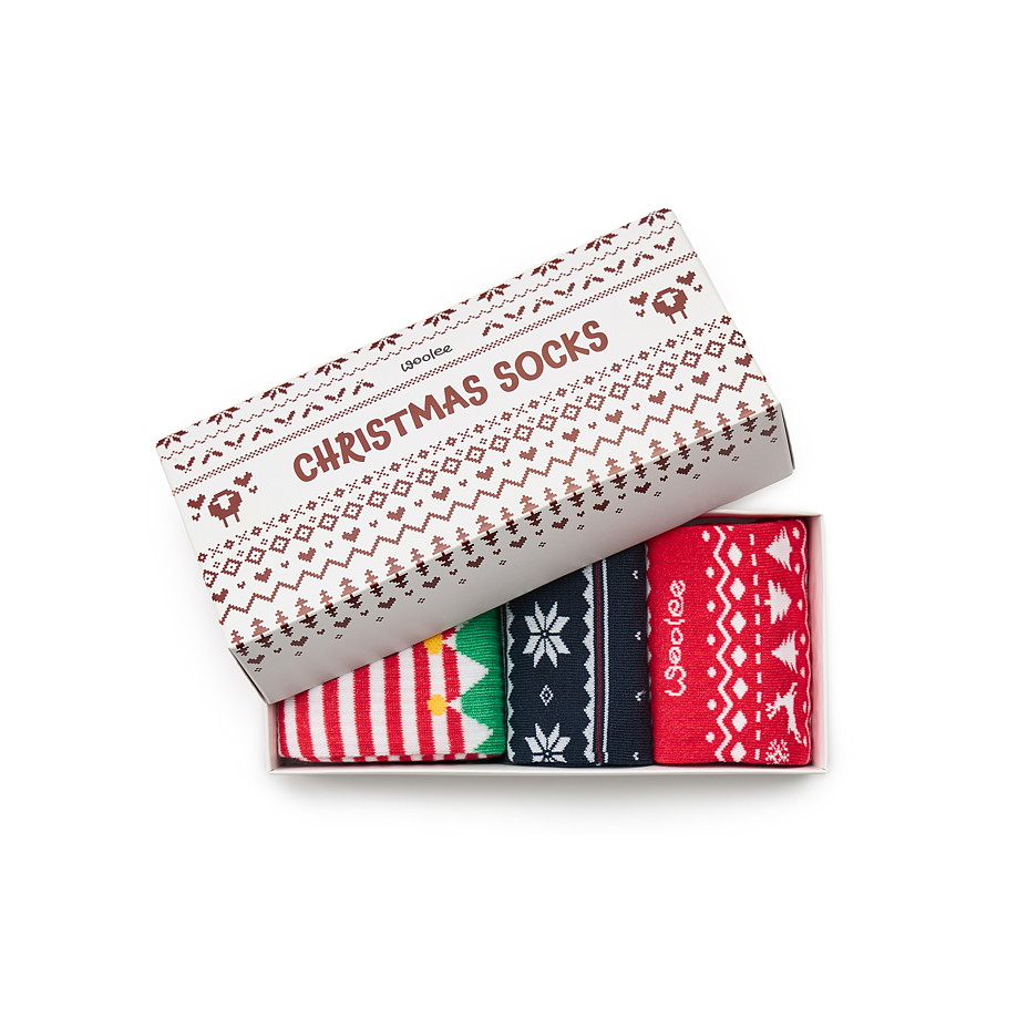 3 páry vánočních ponožek v dárkové krabičce