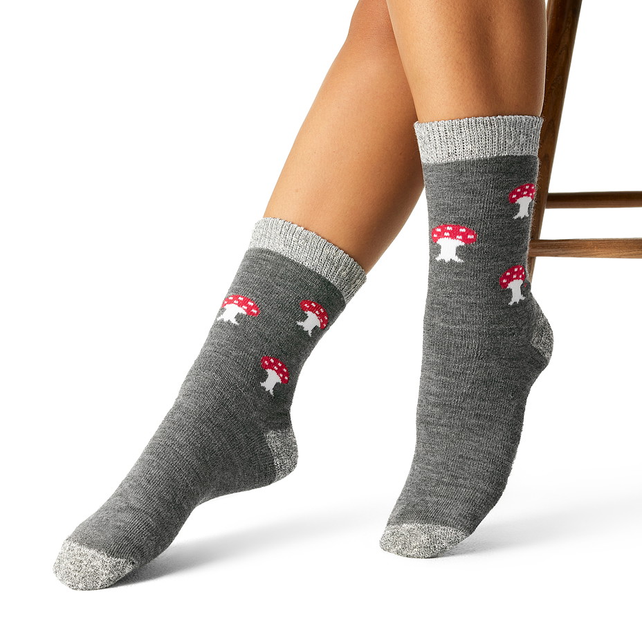 Vánoční ponožky s Merino vlnou muchomůrka