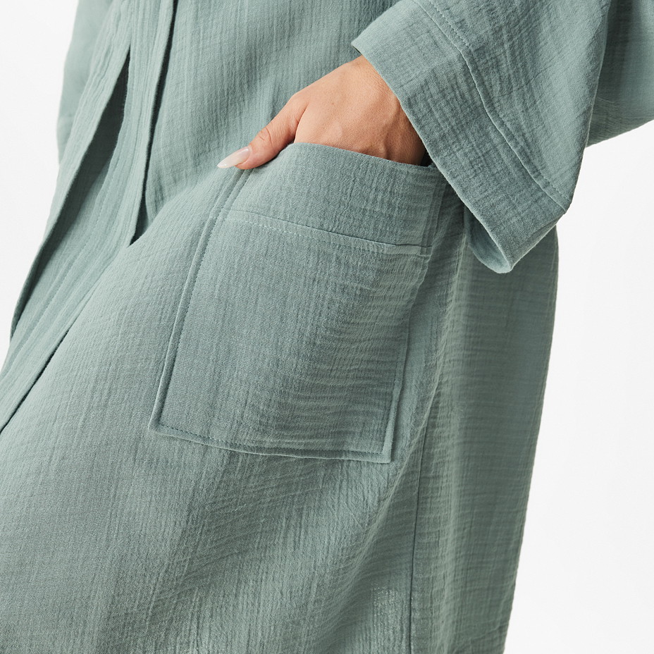 Mušelínový župan zelená