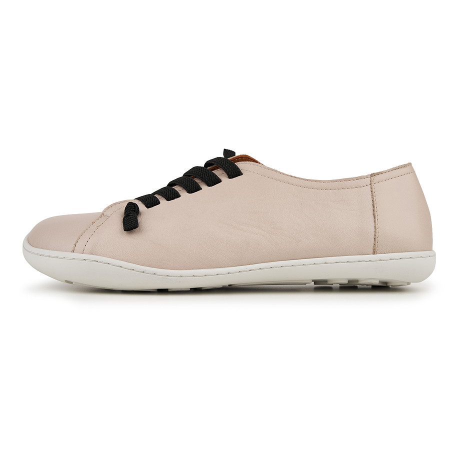 Damen Leder-Barfuß-Sneaker mit Gummizug Onyx, beige