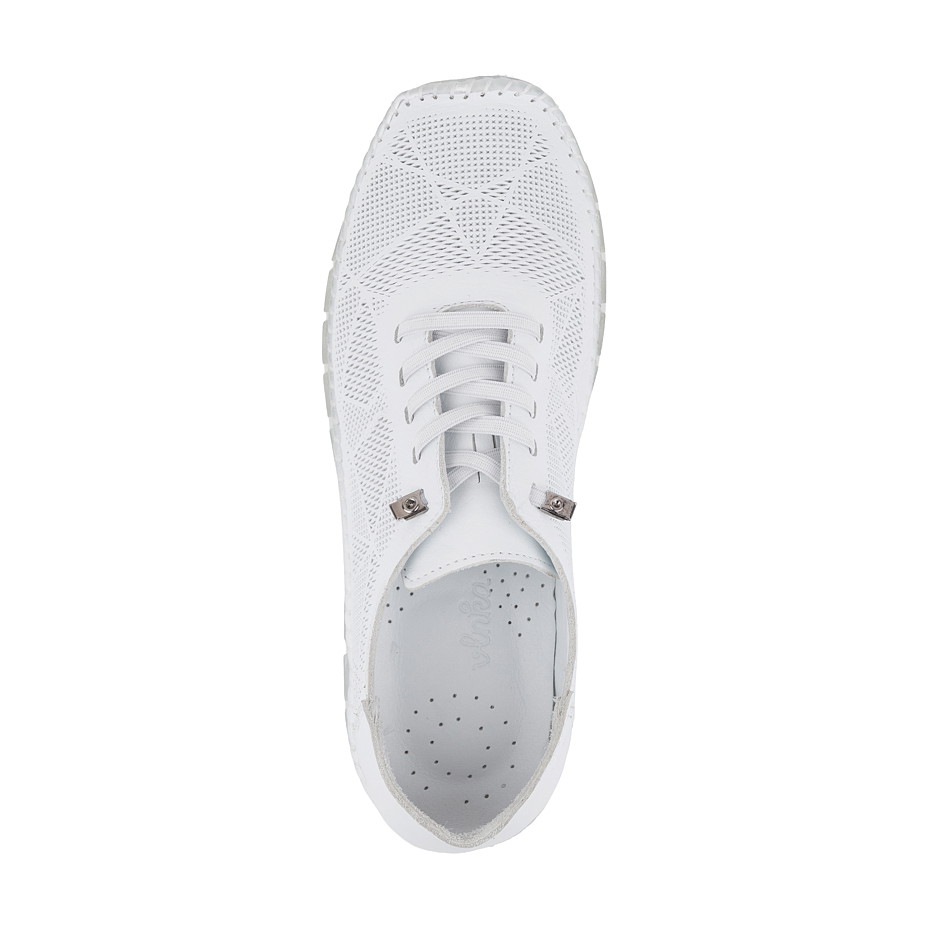 Dames vrijetijdssneakers leer, wit
