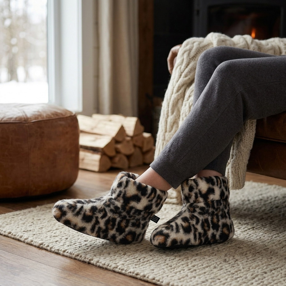 TV bačkory z Merino vlny leopard