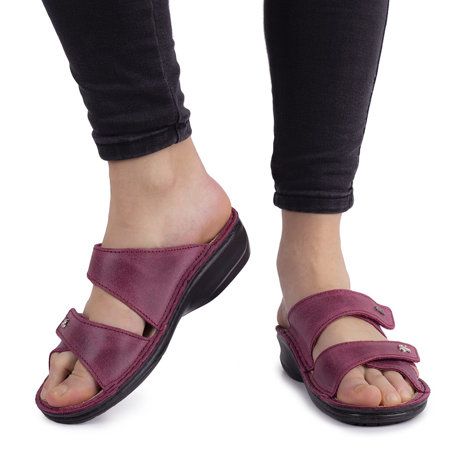 Women's "Marta" Orthopaedic Leather Slip-on Shoes - Red