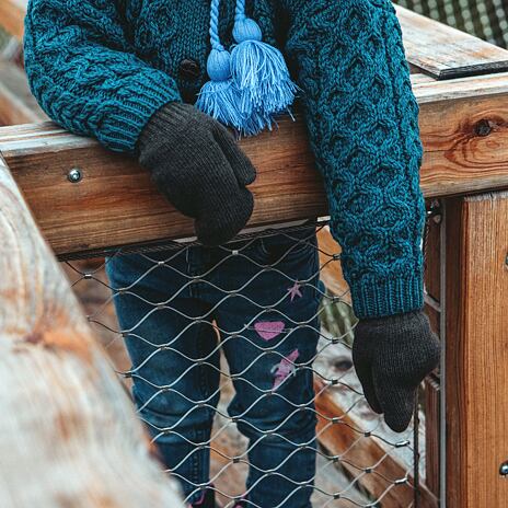 Kinder wollen handschoenen met kasjmier grijs