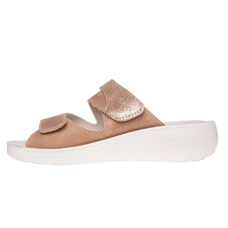 Anatomische Lederpantoletten für Damen "Iveta" beige