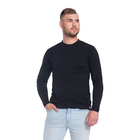 Tricou Merino cu mânecă lungă pentru bărbați - negru