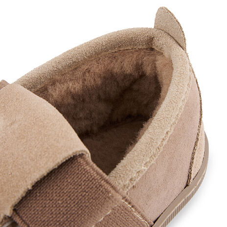Kinder lederen pantoffels met schapenwol ”Lele” beige