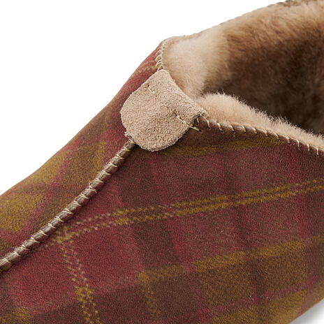 Dames vilten pantoffels met schapenwol ”Andy” geruit rood