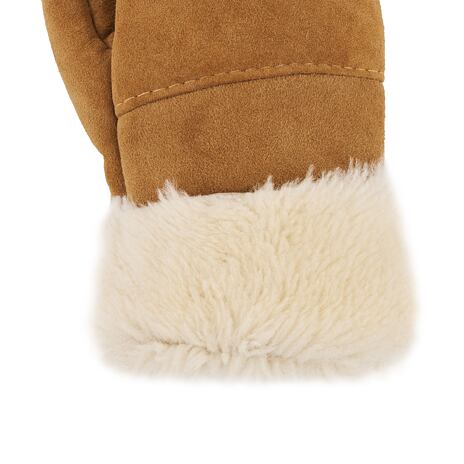 Lederen handschoenenen met schapenwol bruin
