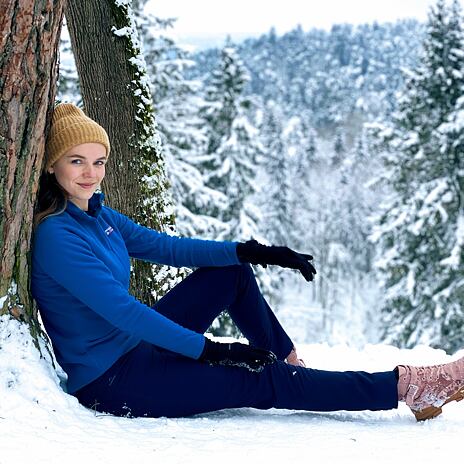 Sweat à capuche en laine polaire avec fermeture éclair pour femmes Thermowave blue