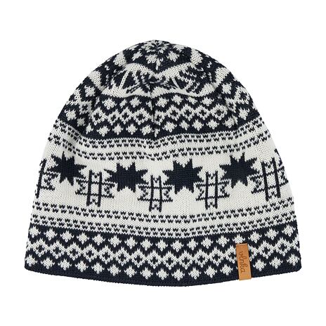 Bonnet Vlnka V43 en laine avec un motif norvégien bleu