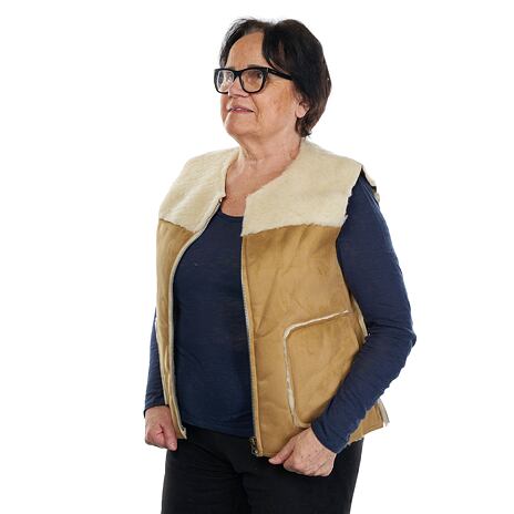 Vest van schapenwol velours bruin