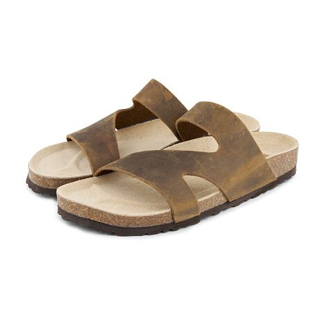 Dames kurken anatomische slippers Lola bruin