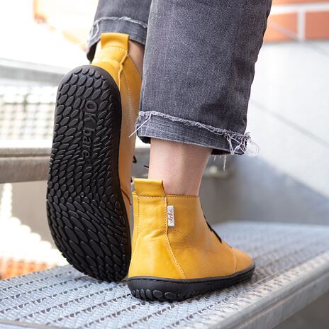 Women's Barefoot Leather Shoes Otilie Yellow-Black