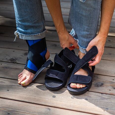 Medische bandage schoenen open met wijde opening zwart