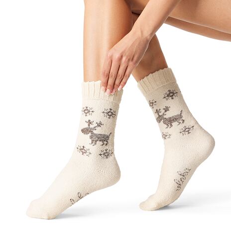 Schafwollsocken Merino "Rentier" natürlich