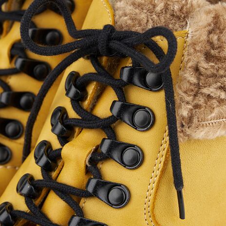 Dámské barefoot kožené kotníkové boty s ovčí vlnou Darja žlutá