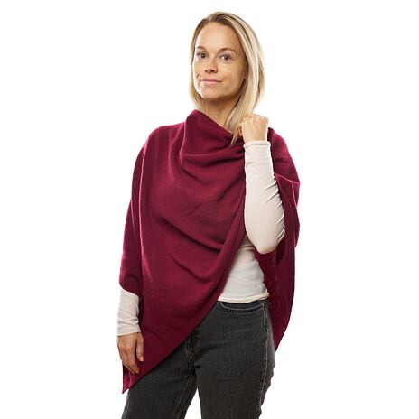 Merino Woolen Poncho with Cashmere Lazio Red