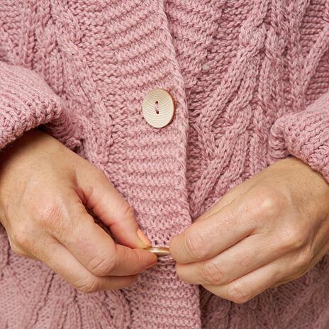 Dámský vlněný kardigan na knoflíky Supersoft Merino růžová