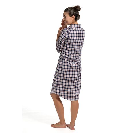Women's Checkered Flannel Nightgown Pink-Blue