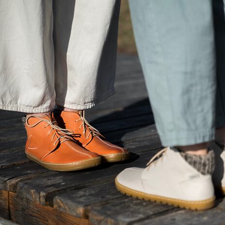 Damen Barfuß Stiefeletten aus Leder Kiska orange