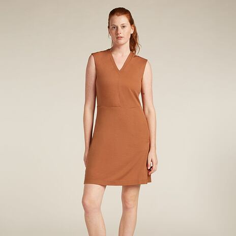 Dámské šaty Women Merino 200 Granary Sleeveless V Neck Dress Icebreaker Dusty Clay