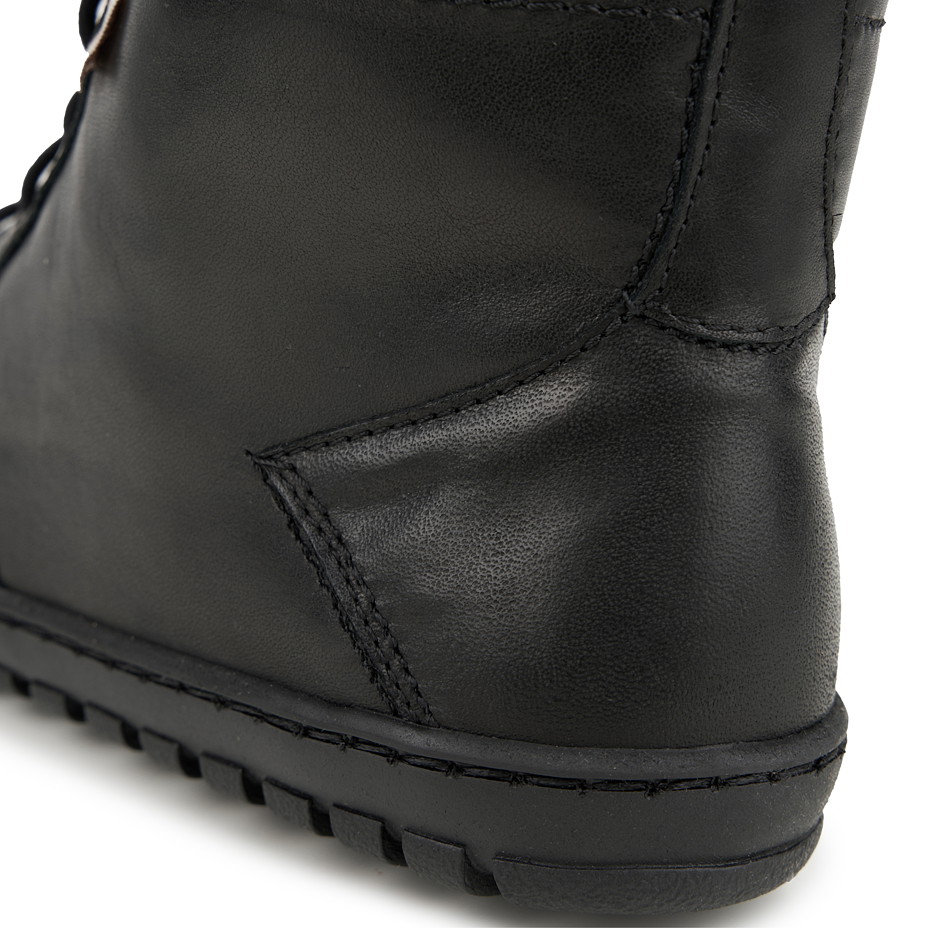 Dámské barefoot kožené boty Devon s tmavou ovčí vlnou černá