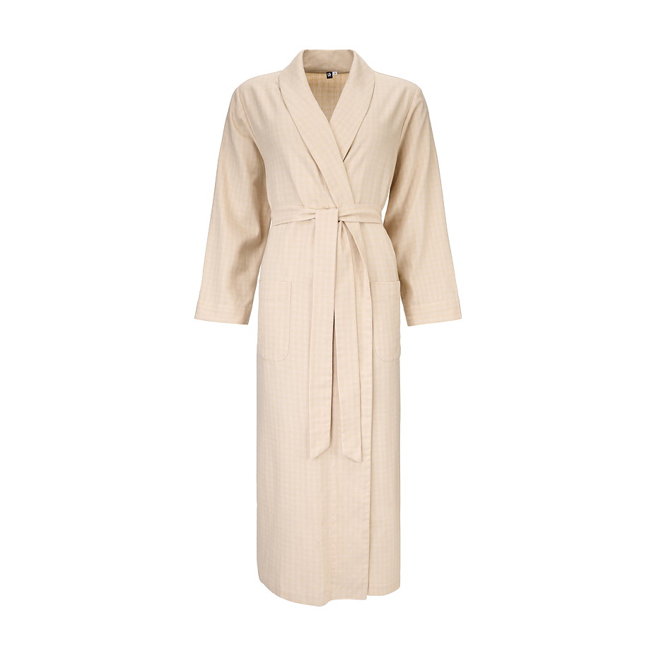 Dámský flanelový župan s Merino vlnou proužek béžová