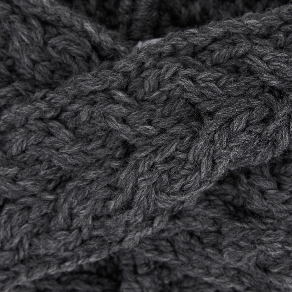 Vlněná překřížená čelenka Supersoft Merino tmavě šedá