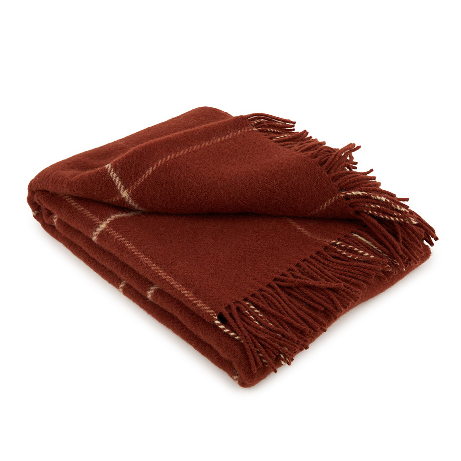 Vlněný pléd kostkovaný oranžová