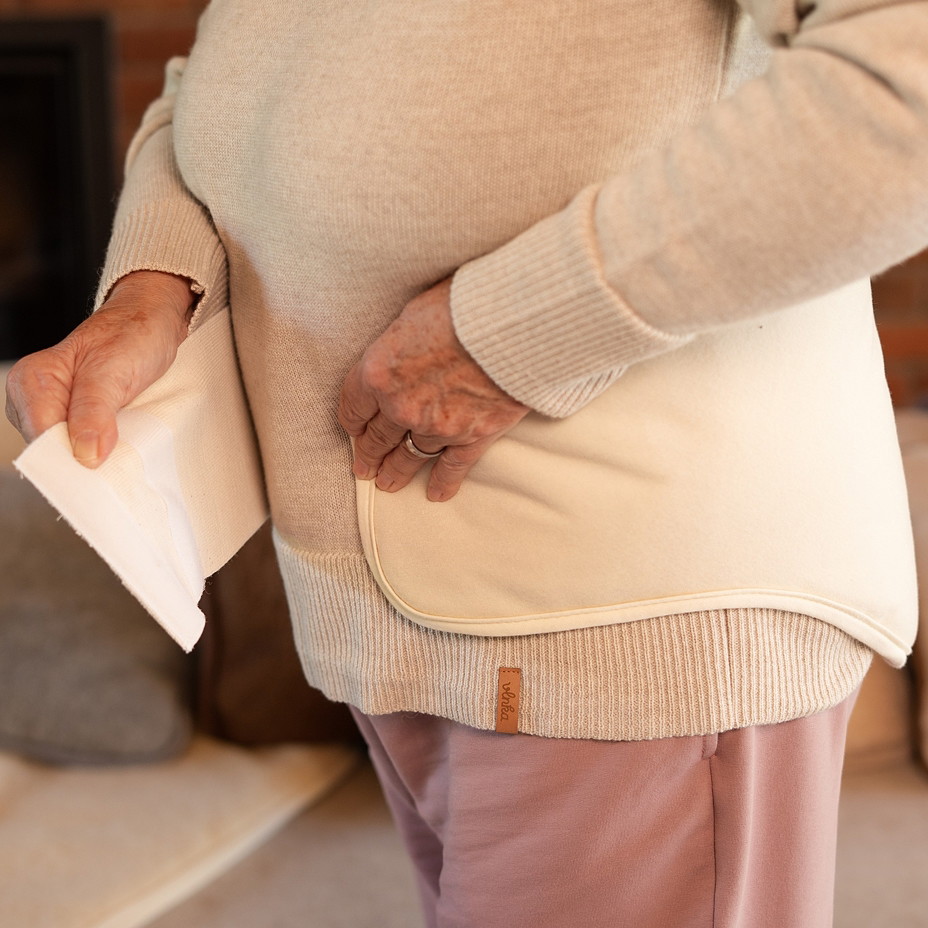 Vlněný ledvinový pás Merino na gumu přírodní
