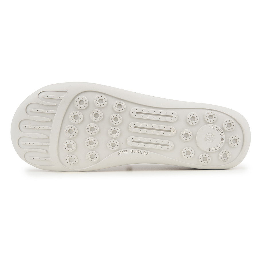 Damen Leder-Barfuß-Sneaker mit Gummizug Onyx, beige