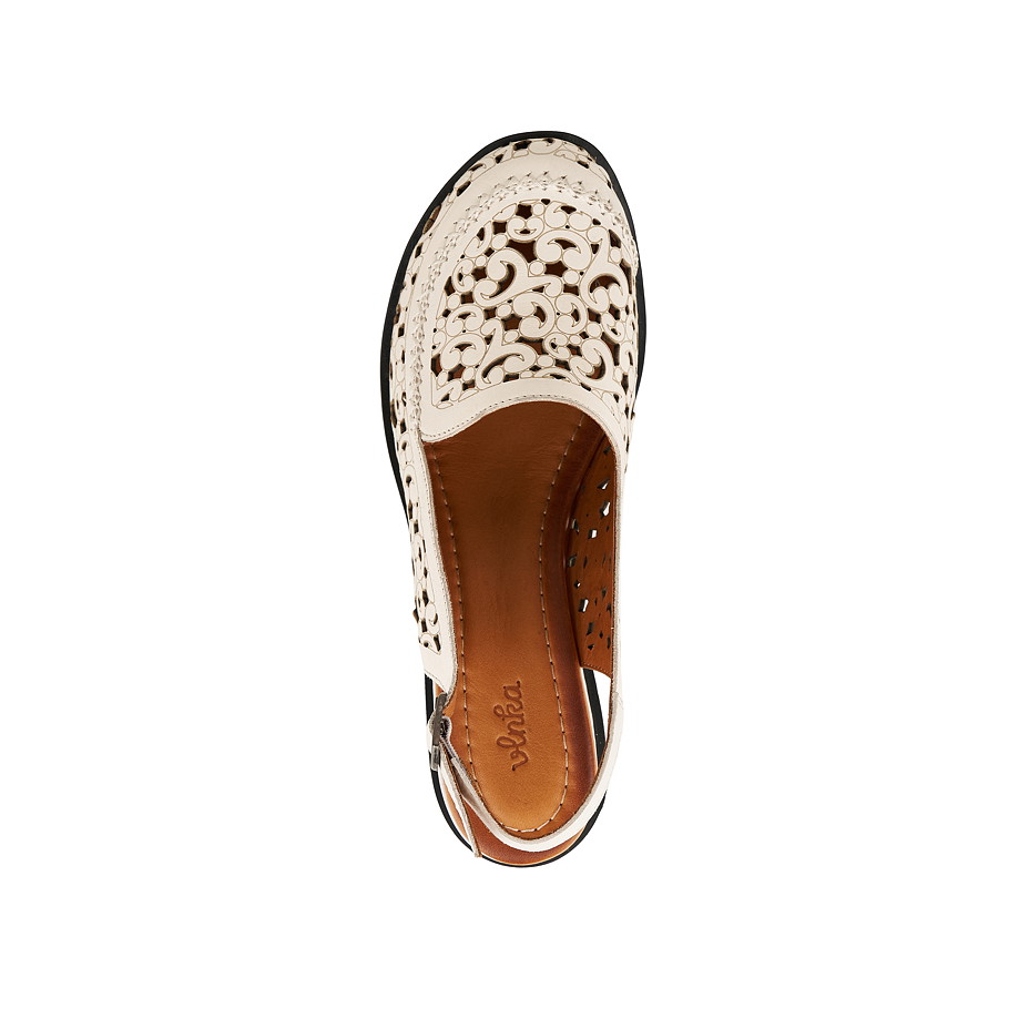 Damen Ledersandalen mit Keilabsatz Marina, creme