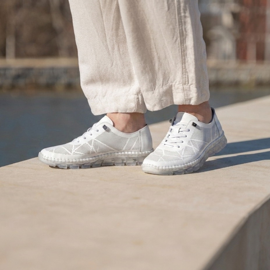 Dames vrijetijdssneakers leer, wit
