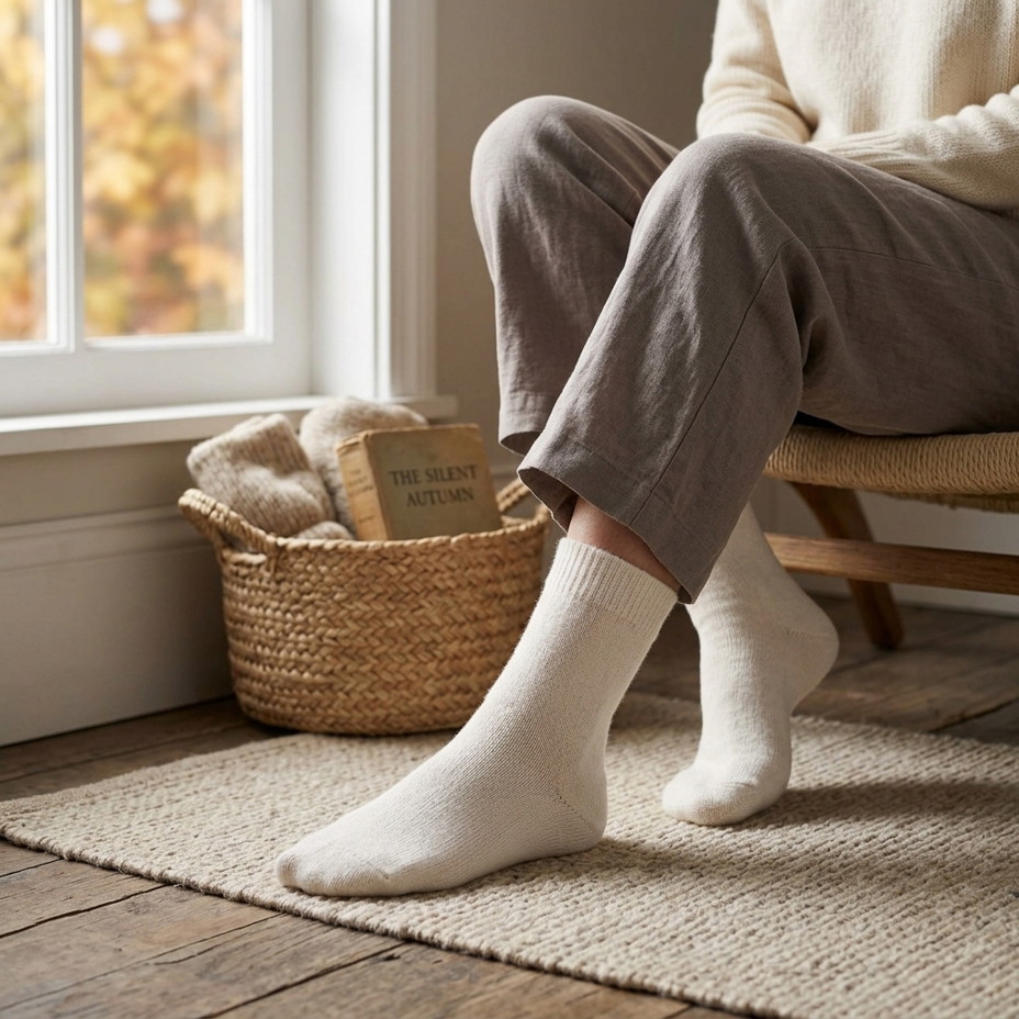 Ponožky s Merino vlnou a kašmírem
 krémová