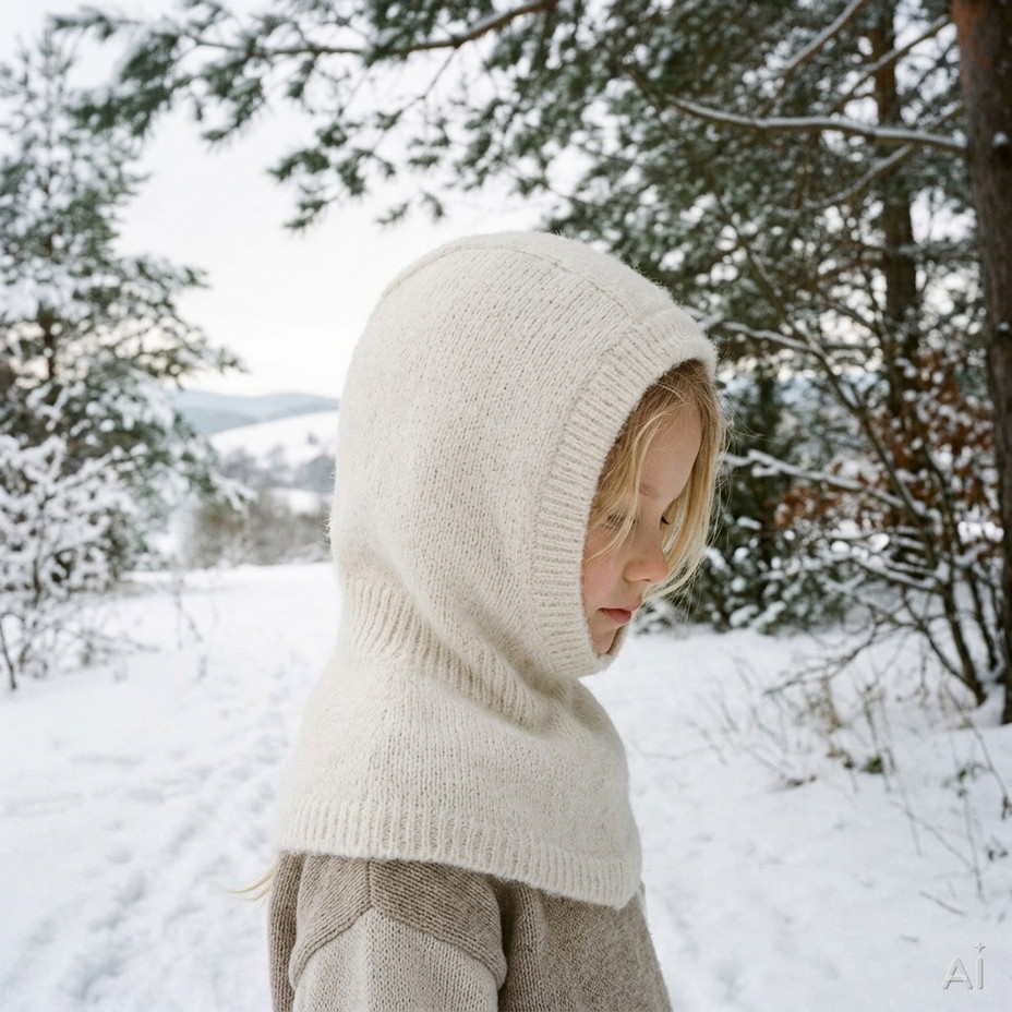 Dětská vlněná pletená kukla extrafine Merino bílá