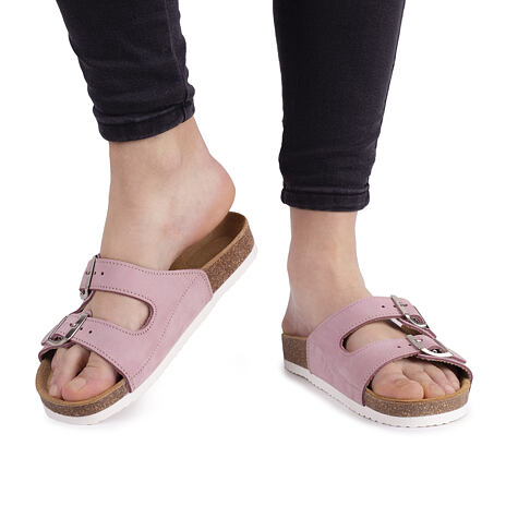 Anatomische Korkpantoletten für Damen "Linda" rosa