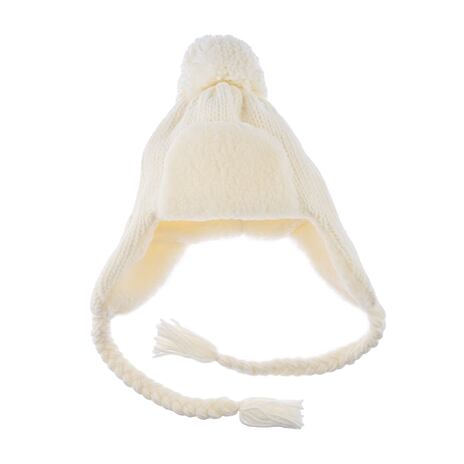 Bonnet en laine couvre-oreilles Vlnka pour enfants V17 naturel