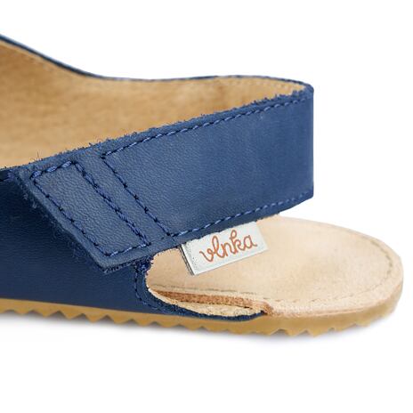 Sandales en cuir pieds nus « Ota » bleu foncé