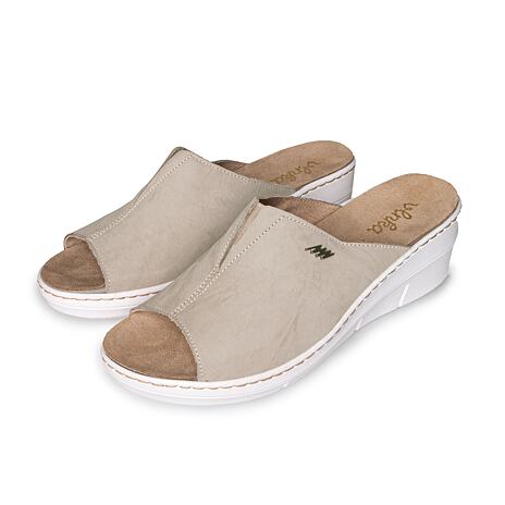 Claquettes en cuir pour femmes « Jitka » beige