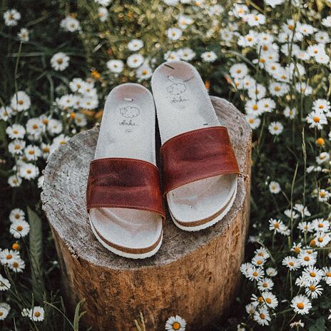 Claquettes anatomiques en liège pour femmes Mules marron