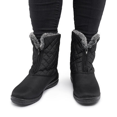 Bottes de neige doublées avec fermeture à glissière, noires