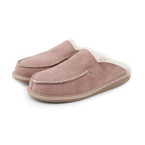 Dames lederen slippers met schapenwol ”Erika” beige