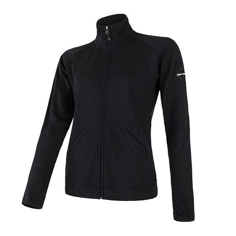 Sweatshirt mit Reißverschluss für Damen Sensor Merino Upper schwarz