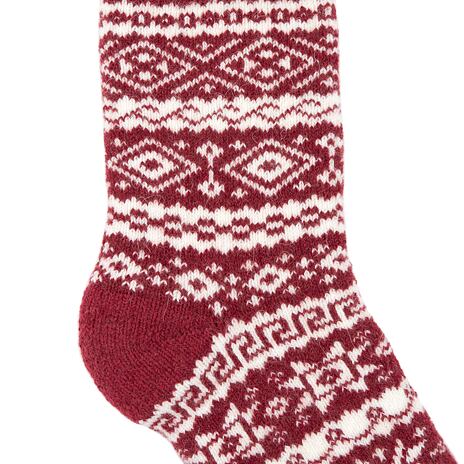 Schafwollsocken Merino mit Norwegermuster rot 