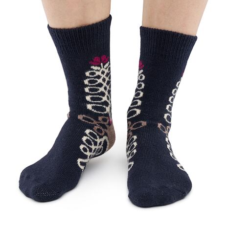 Merino Sheep Socks with a Folk Pattern Dark Blue