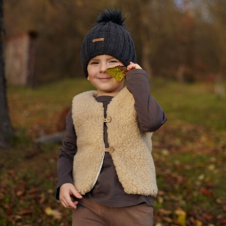 Gilet en laine pour enfants avec doublure marron