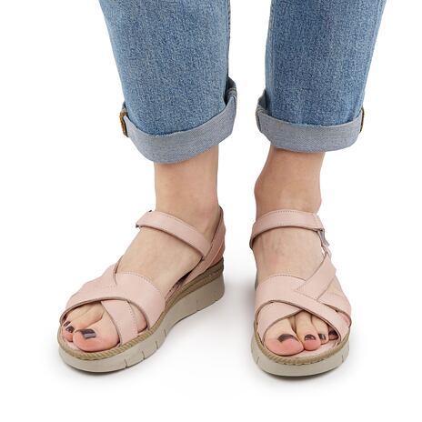 Women's leather sandals Apolena pink