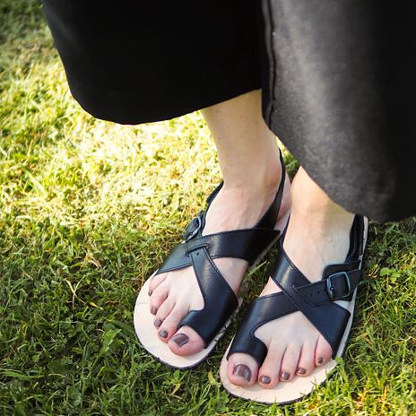 Barefoot leather sandals Tony black