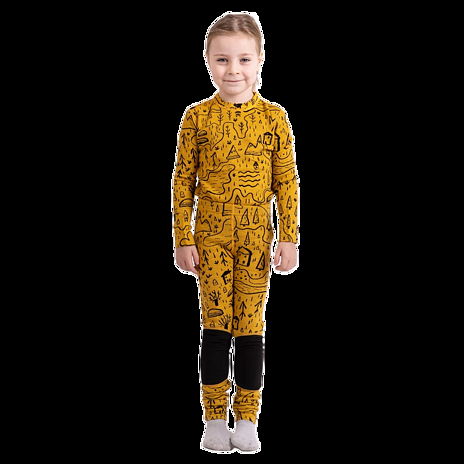 Leggings pour enfants en mérinos avec motif, jaune